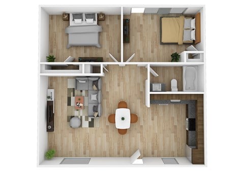 Floor plan for 2 beds, 1 bath, 800 sqft